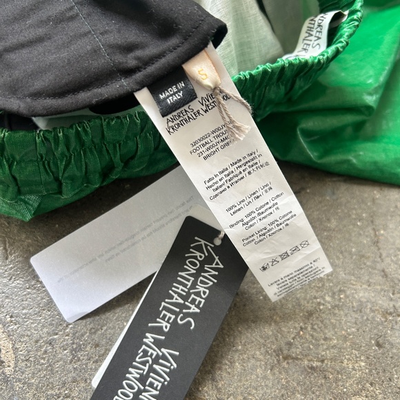 NWT 1,185$ Andreas Kronthaler Linen Plastic Like Pants Green - Picture 10 of 16